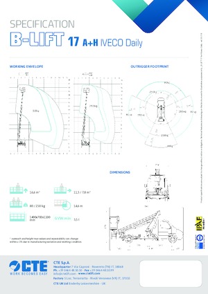 Nacelles télescopiques sur camion CTE B-LIFT 17 A+H