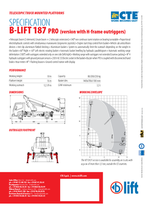 Nacelles télescopiques sur camion CTE B-Lift 187 Pro-H