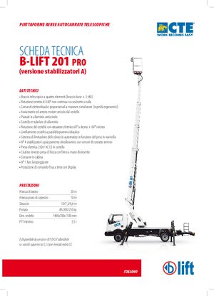 Nacelles télescopiques sur camion CTE B-Lift 201 Pro-A