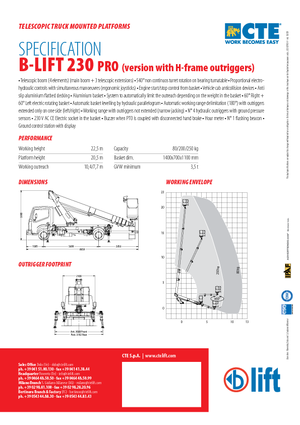 Nacelles télescopiques sur camion CTE B-Lift 230 Pro-H