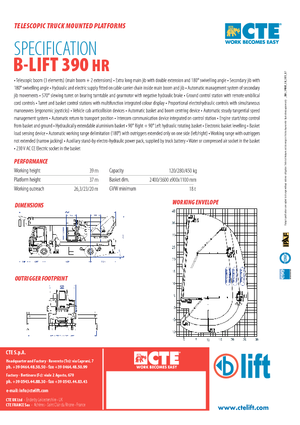 Nacelles télescopiques sur camion CTE B-Lift 390 HR