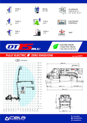 Nacelles télescopiques sur camion CELA DT15 blu