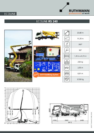 Nacelles à bras articulés montées sur camion Ruthmann ECOLINE RS 240