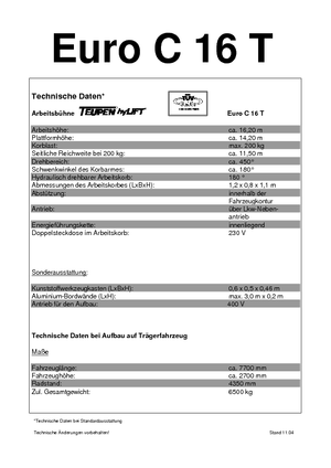 Nacelles télescopiques sur camion TEUPEN Euro C 16 T