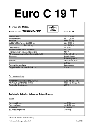 Nacelles télescopiques sur camion TEUPEN Euro C 19 T