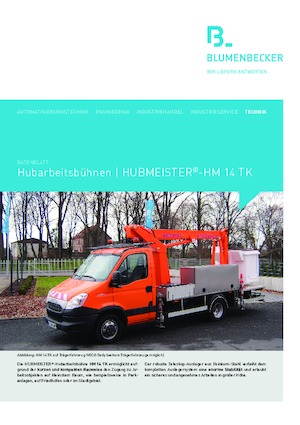 Nacelles télescopiques sur camion Blumenbecker - Hubmeister® HM 14 TK
