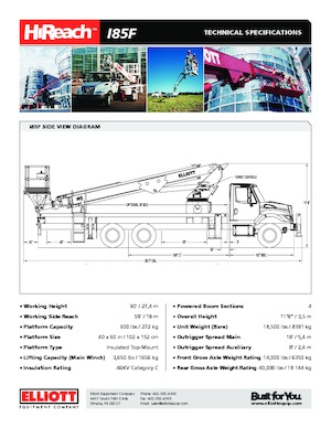 Nacelles télescopiques sur camion Elliott Equipment I85F HiReach