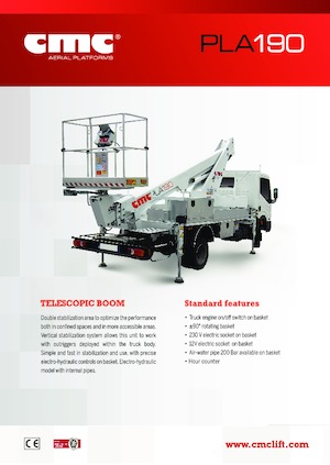 Nacelles télescopiques sur camion CMC PLA190