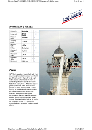 Nacelles télescopiques sur camion Bronto Skylift S 104 HLA
