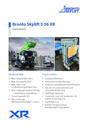 Nacelles télescopiques sur camion Bronto Skylift S 56 XR