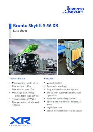 Nacelles télescopiques sur camion Bronto Skylift S 56 XR