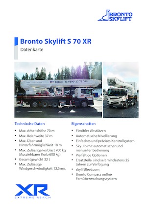 Nacelles télescopiques sur camion Bronto Skylift S 70 XR