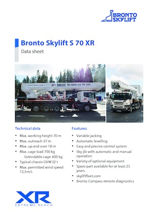 Nacelles télescopiques sur camion Bronto Skylift S 70 XR