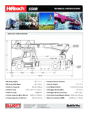 Nacelles télescopiques sur camion Elliott Equipment S50R SkyWalk