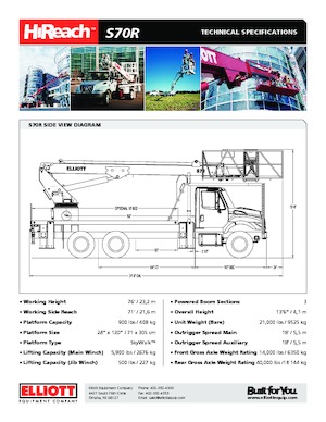 Nacelles télescopiques sur camion Elliott Equipment S70R SkyWalk