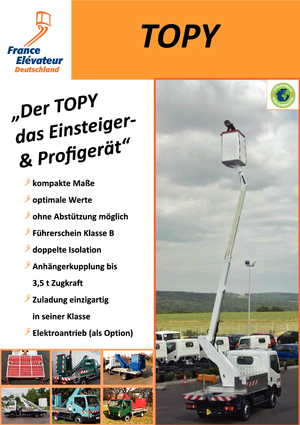 Nacelles télescopiques sur camion France Elévateur Topy 12.1