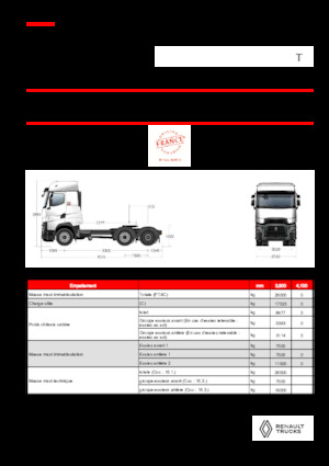 Tracteurs routiers Renault T HIGH T6X2 PUSHER 13L E6