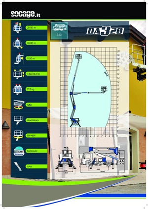 Nacelles à bras articulés montées sur remorque Socage DA 320