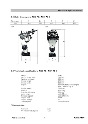 Pilonneuses à essence et diesel Ammann ACR 70 D (ADS 70)