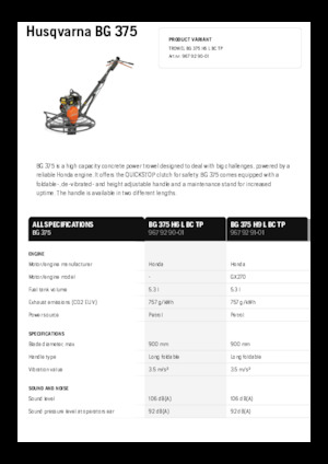 Truelles à conducteur accompagnant Husqvarna BG 375