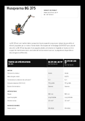 Truelles à conducteur accompagnant Husqvarna BG 375