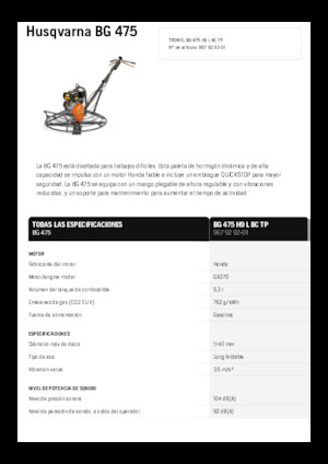 Truelles à conducteur accompagnant Husqvarna BG 475