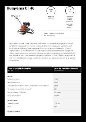 Truelles à conducteur accompagnant Husqvarna CT 48