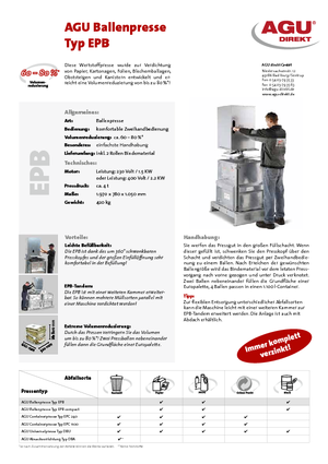 Presses à déchets AGU EPB-Tandem