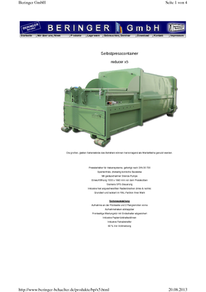 Presses à déchets Beringer reducer x 5 MB