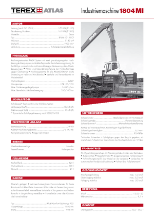 Excavatrice sur pneus Atlas 1804 MI