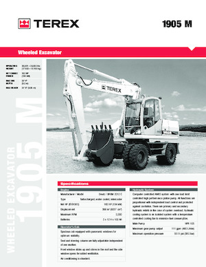 Excavatrice sur pneus Terex 1905M