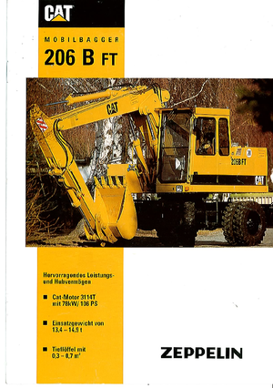 Excavatrice sur pneus Caterpillar 206B