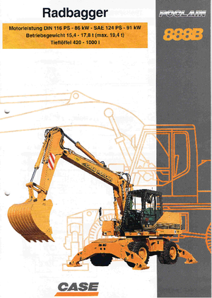 Excavatrice sur pneus Case Poclain 888 B P2A