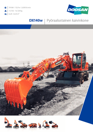 Excavatrice sur pneus Doosan DX 140 W