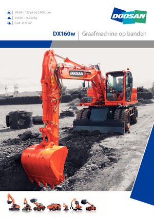 Excavatrice sur pneus Doosan DX 160 W