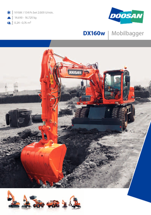 Excavatrice sur pneus Doosan DX 160 W