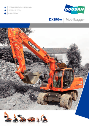 Excavatrice sur pneus Doosan DX 190 W
