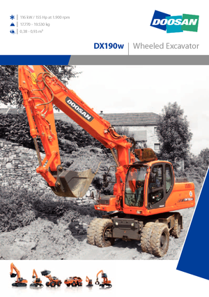 Excavatrice sur pneus Doosan DX 190 W