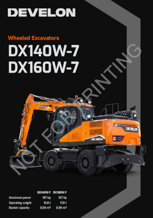 Excavatrice sur pneus Develon DX160W-7 
