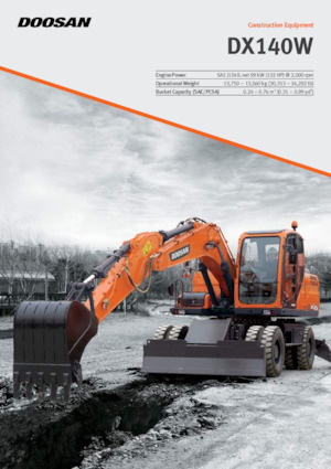 Excavatrice sur pneus Doosan DX140W