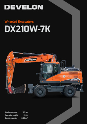 Excavatrice sur pneus Develon DX210W-7K