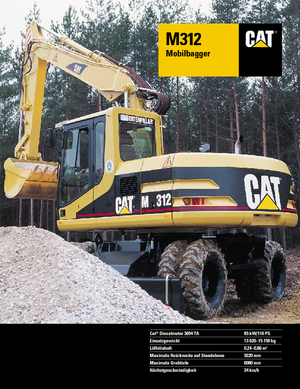 Excavatrice sur pneus Caterpillar M 312 Mono
