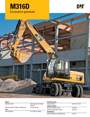 Excavatrice sur pneus Caterpillar M316D Mono