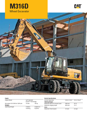 Excavatrice sur pneus Caterpillar M316D Mono