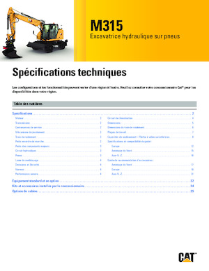 Excavatrice sur pneus Caterpillar M315
