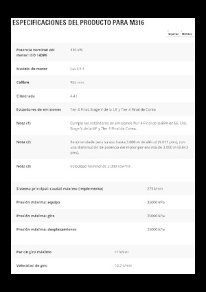 Excavatrice sur pneus Caterpillar M316