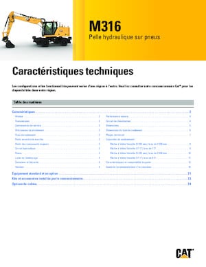 Excavatrice sur pneus Caterpillar M316