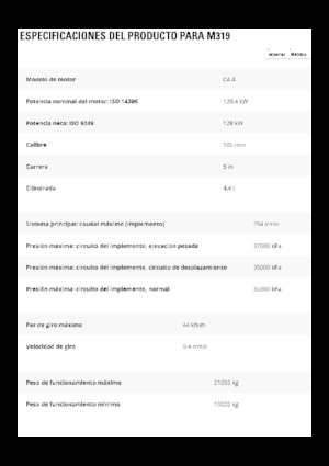Excavatrice sur pneus Caterpillar M319