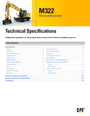 Excavatrice sur pneus Caterpillar M322