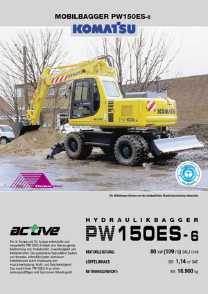 Excavatrice sur pneus Komatsu PW150-6